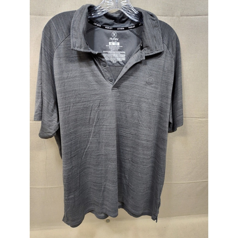 Hurley‎ Mens XL Short Sleeve Polo Shirt Gray Space Dye Performance Stretch Logo